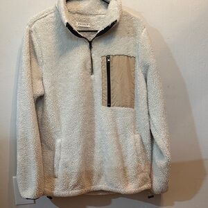 PacSun Off-White Sherpa Zip-Up Sweater